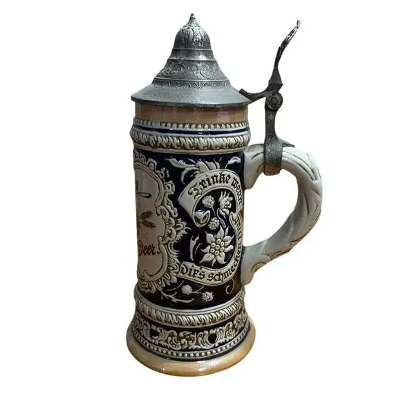 VINTAGE OLYMPIA BEER Tumwater Stein Western GERMANY Original Gerzit Gerz mug lid - Picture 2 of 5